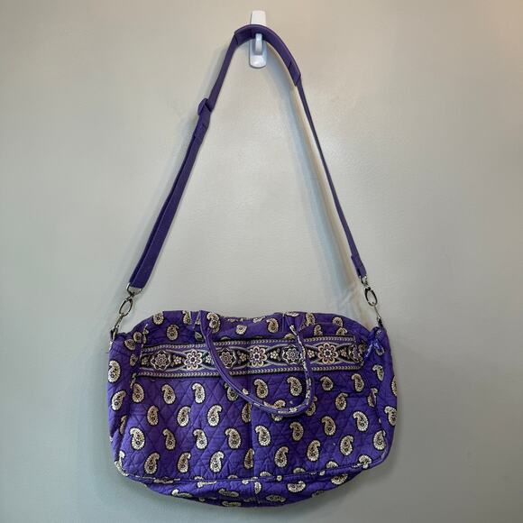 Vera Bradley Simply Violet Paisley Print Quilted Weekender Bag Travel Tote - Picture 1 of 10